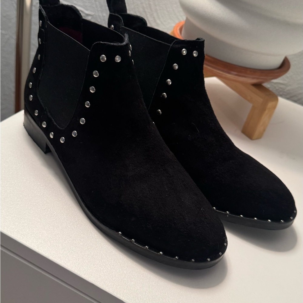 Musse & Cloud Black Ankle Boots with Silver Studs